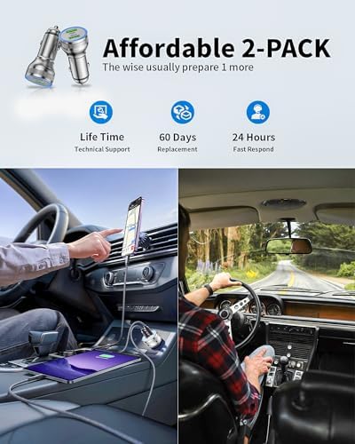 Dual-Port 24 W Fast Charging USB Car Charger – Universal Compatibility for i Phone, Samsung Galaxy, and Android Devices – Compact 4.8 A Power Adapter for On-the-Go Charging – Safe, Reliable Cigarette Lighter Charger Perfect for Families and Road Trips