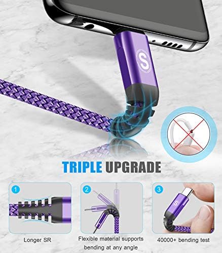 sweguard 3.1 A Fast Charging USB Type C Cable – 2 Pack 6.6 ft Nylon Braided Charger for Samsung Galaxy, LG, Moto, PS5 – Durable, Tangle-Free, High-Speed Data Sync – Ultimate Compatibility and Convenience in Pink