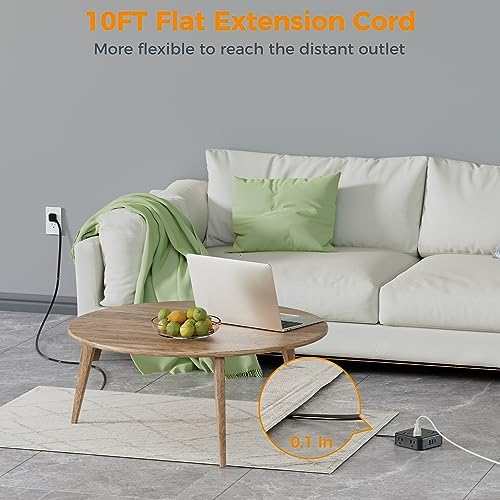 TESSAN Power Strip Tower Surge Protector: 8 AC Outlets & 3 USB Ports (1 USB-C) with 900 Joules Protection, 5 FT Flat Plug Extension Cord – Ultimate Desk Charging Station for Home Office and Dorm Room Efficiency
