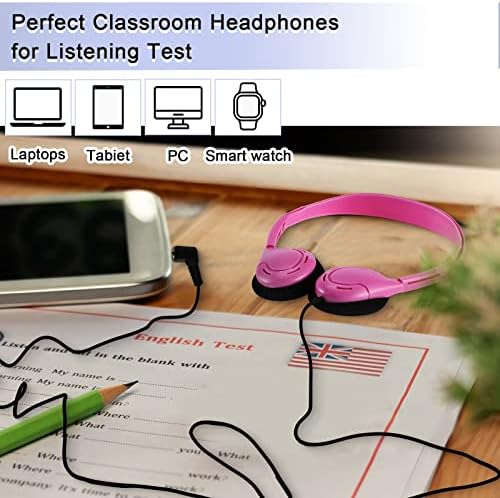 Yunsailing 30 Pack Colorful Classroom Headphones for Kids – Durable On-Ear Adjustable Earphones with Universal 3.5 mm Jack – Essential Bulk Headsets for Engaging Learning and Interactive Activities in Educational Settings
