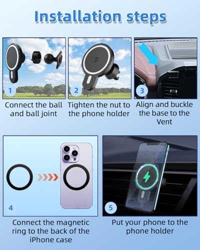 Ford F-150 2021-2024 Premium Air Vent Phone Mount with 15 W Fast Wireless Charger – 360° Rotating Magnetic Holder for Hands-Free Navigation & Enhanced Safety – Essential Car Accessory for Modern Drivers