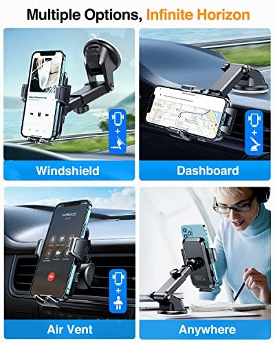 VANMASS 2025 Premium Car Phone Holder – Unmatched 85+ LBS Suction Power for Secure Hands-Free Navigation | Universal Compatibility with i Phone 16 Pro Max, 15, 14, 13 & Android Devices | Versatile Windshield, Dashboard & Air Vent Mount for Maximum Convenience | Durable Design Ensures Safe Driving Experience