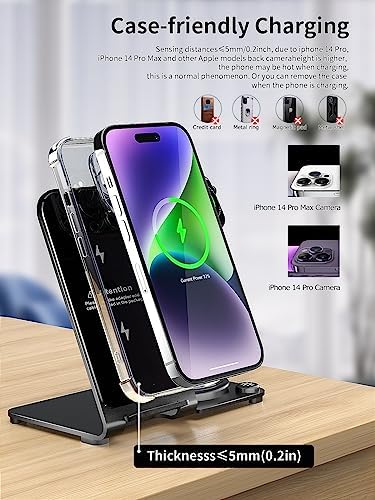 3-in-1 Aluminum Alloy Wireless Charging Station – 18 W Fast Charger for i Phone 15/14/13/12/11/Pro/Max/XS/XR/X/8, Apple Watch 9/8/7/6/5/4/3/2/SE & Air Pods Pro/3/2 – Sleek, Efficient, and Tangle-Free Solution for All Your Devices