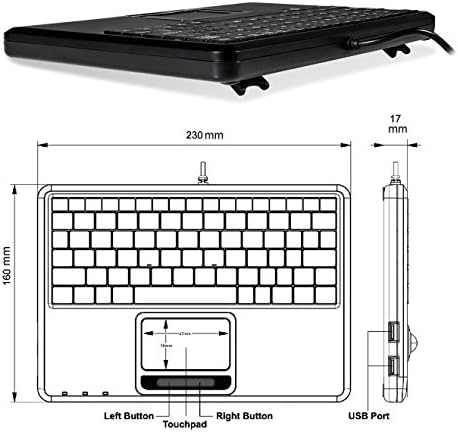 Compact USB Touchpad Keyboard – Perixx PERIBOARD-510 H Plus with X Type Scissor Keys, Dual USB Hubs, and Sleek Black Design for Enhanced Productivity in Limited Spaces – Perfect for Home Office, Travel, and Seamless Connectivity