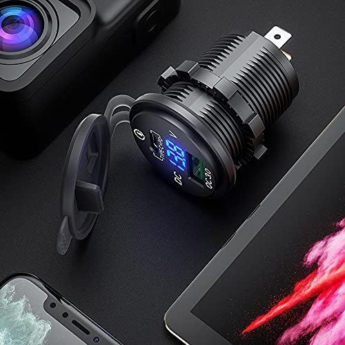 Ultimate Gem Coo 63 W USB C Car Charger Socket with Integrated LED Voltmeter – Experience Rapid Charging with 45 W Power Delivery & 18 W Quick Charge 3.0 for Efficient Power Boost in Cars, RVs, Boats, Trucks, and Motorcycles – Compact, Durable 12 V USB Cigarette Lighter Adapter for All USB Devices