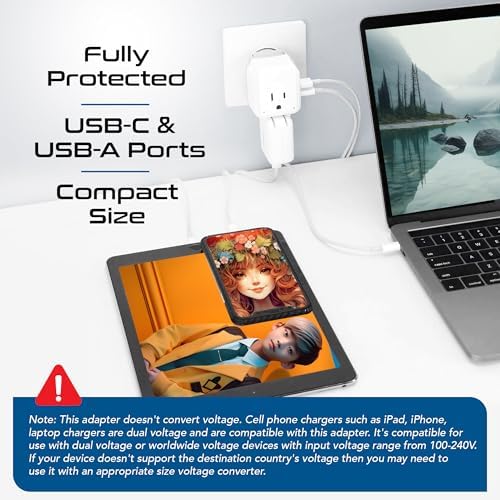 Compact Travel Power Adapter Set for Brazil, Peru & Chile – 20 W Dual USB & USB-C Charger with 2 USA Sockets – Fast Charging with Type C & N Attachments – Portable Plug Converter for Global Travelers – Stay Connected Anywhere