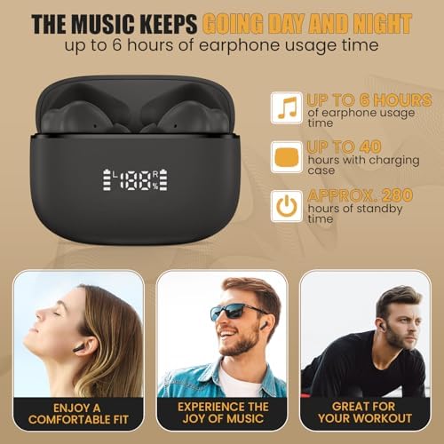 Elevate Your Audio Experience with Muse Space Bluetooth 5.4 Wireless Earbuds – Advanced Active Noise Cancelling (ANC) & Environmental Noise Cancelling (ENC) for Crystal-Clear Sound, Sweat-Proof Construction for Active Use, Integrated Microphone for Effortless Hands-Free Communication, LED Battery Indicator for Easy Monitoring – The Ultimate Companion for Fitness Enthusiasts and Frequent Travelers (White)