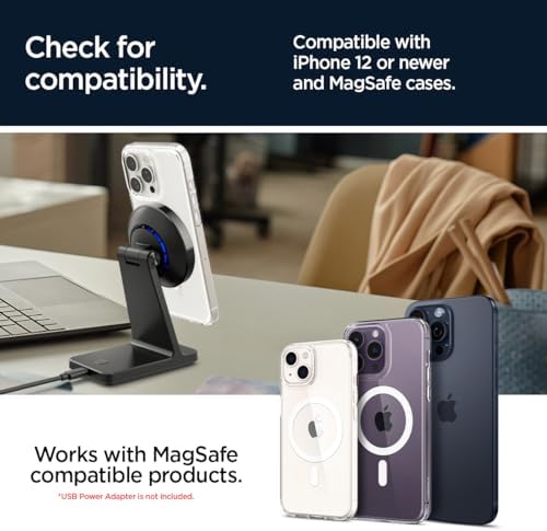 Experience next-level charging with the Spigen One Tap Pro 3 Cryomax (Mag Fit) Qi2 Wireless Charger, featuring a powerful 15 W output and advanced cooling technology. This sleek black Mag Safe compatible charging stand is tailored for i Phone models 12 through 16, ensuring effortless alignment and secure attachment. Engineered for efficiency, it boasts an integrated cooling fan to prevent overheating during rapid charge cycles, extending your device’s lifespan. The innovative sleep-friendly light provides a gentle glow for unobtrusive night charging, making it ideal for bedrooms or offices. Elevate your tech setup with this high-quality, durable accessory, designed for both style and functionality. Enjoy peace of mind with enhanced compatibility and rapid power delivery, all while maintaining optimal device temperature. Transform your charging routine with the Spigen One Tap Pro 3 Cryomax, where performance meets convenience.