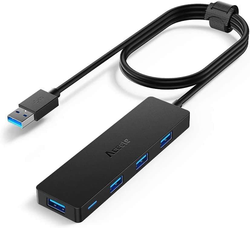 Ultra-Slim 4-Port USB 3.0 Hub with 2 ft Extended Cable – High-Speed Data Transfer for Mac Books, PCs, and More – Compact USB Expander for Enhanced Connectivity, Ideal for On-the-Go Professionals and Home Offices Ultra-Slim 4-Port USB 3.0 Hub with 2 ft Extended Cable – High-Speed Data Transfer for Mac Books, PCs, and More – Compact USB Expander for Enhanced Connectivity, Ideal for On-the-Go Professionals and Home Offices
