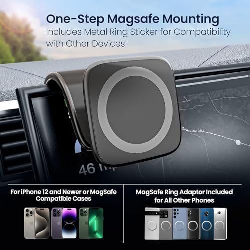 Revolutionary Magnetic Phone Holder for Secure Car Mounting – Versatile Air Vent & Dashboard Suction Design (Sleek Black) – Ultimate Smartphone Accessibility & Safety on the Road
