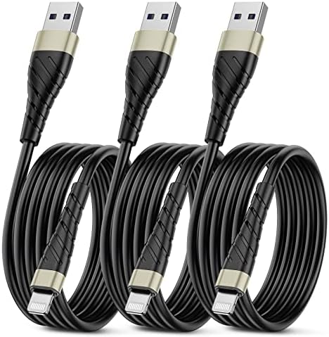 MFi Certified 6 Ft Lightning Charging Cable for i Phone – 3 Pack Fast Charging USB Cord, Durable Design for Enhanced Compatibility with i Phone 12/11/XS/Max/XR/X/8/8 P/7 P/6 & i Pad – Seamless Power-Up Experience
