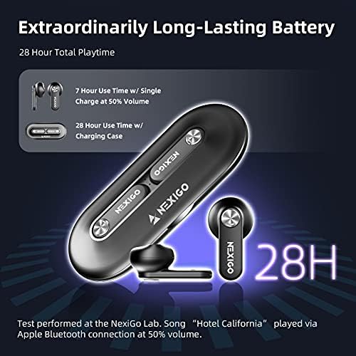 Nexi Go Air T2 Ultra-Thin Wireless Earbuds – Superior Qualcomm QCC3040 Chipset, Bluetooth 5.2 for Instant Connectivity, 4-Mic CVC 8.0 Noise Cancelling for Exceptional Clarity, apt X High-Definition Sound, 28-Hour Playtime with Quick USB-C Charging, IPX5 Waterproof Design for Active Lifestyles – Sleek Black Finish for Ultimate Comfort and Style