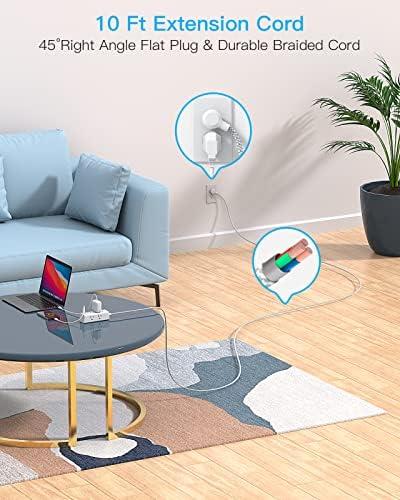 25 Ft Heavy-Duty Extension Cord with Surge Protection – One Beat Flat Plug Power Strip Featuring 6 Outlets & 3 USB Ports (Including USB-C) for Ultimate Device Connectivity in Home, Office, or Dorm Room – Enhanced Flexibility and Rapid Charging Solution