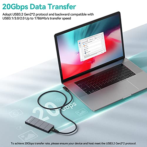 Yottamaster 1.65 ft USB C to USB C Cable – 100 W Fast Charging & 20 Gbps High-Speed Data Transfer, 4 K@60 Hz Video Support, Right Angle Design for Enhanced Versatility with Phones, Laptops & Tablets – Ultimate Connectivity Solution for Power Users