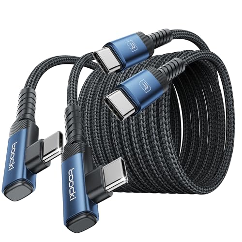 10 ft USB C to USB C Charger Cable (2-Pack) – 60 W Fast Charging Type C Cord with Right Angle Connector for i Phone 16, 15 Pro Max/Plus, Mac Book Air, Samsung S23 Ultra/S22, Note 20 – Superior Durability & Enhanced Ergonomics for Optimal Device Performance