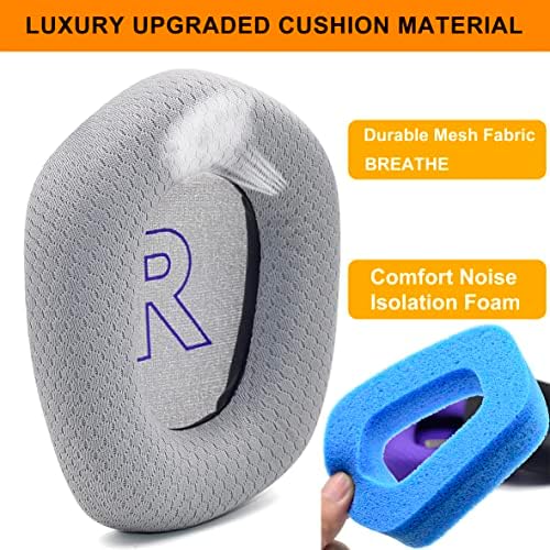 Upgrade Your Logitech G733 Gaming Headset with Defean Replacement Ear Cushions – Comfort-Enhanced Noise Isolation Foam & Breathable Mesh Fabric, Gray Earpads for Superior Audio Experience and Long-lasting Durability