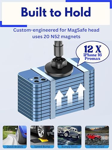 Mag Safe-Compatible Cup Holder Phone Mount – Ultra-Strong Magnetic Phone Holder with Flexible Gooseneck, Expandable Base for Secure Fit in Any Vehicle, Perfect for i Phone, Galaxy, and Pixel – Enhance Your Driving Safety and Convenience