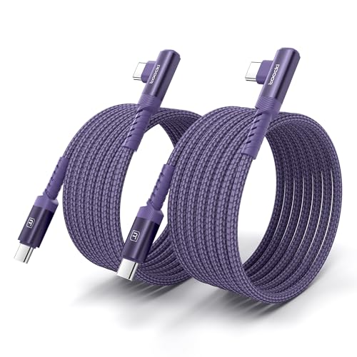 10 ft USB C to USB C Charger Cable (2-Pack) – 60 W Fast Charging Type C Cord with Right Angle Connector for i Phone 16, 15 Pro Max/Plus, Mac Book Air, Samsung S23 Ultra/S22, Note 20 – Superior Durability & Enhanced Ergonomics for Optimal Device Performance