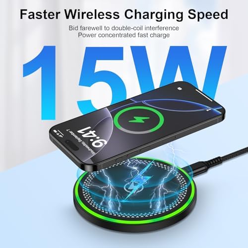 Ultimate 15 W Fast Wireless Charging Pad for Google Pixel 9 Pro, Samsung Galaxy S25 Series, and i Phone 16 – Case-Friendly, Non-Slip Design with Smart Safety Features for Efficient Power Delivery and Device Protection