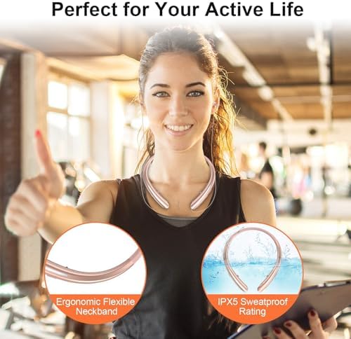 Premium Bluetooth 5.0 Neckband Earbuds – Advanced Noise-Cancellation and Sweat-Resistant Design for Unmatched Sound Quality – Ergonomic Retractable Ear Tips for On-the-Go Professionals and Music Aficionados – Sleek Black Finish for Stylish Audio Experience
