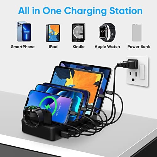 50 W Multi-Device Charging Station – High-Speed Six-Port USB Dock for Phones, Tablets, Kindles & Smartwatches – Fast Universal Charger for Home & Office Convenience – Declutter Your Charging Experience!
