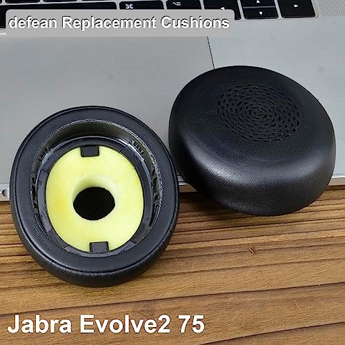 Premium Defean Memory Foam Ear Pads for Jabra Evolve2 75 – Ultimate Replacement Cushions for Superior Comfort and Acoustic Performance – Compatible with Evolve2 75 PC Wireless Headset – Durable Protein Leather Construction for Extended Lifespan and Enhanced Sound Isolation