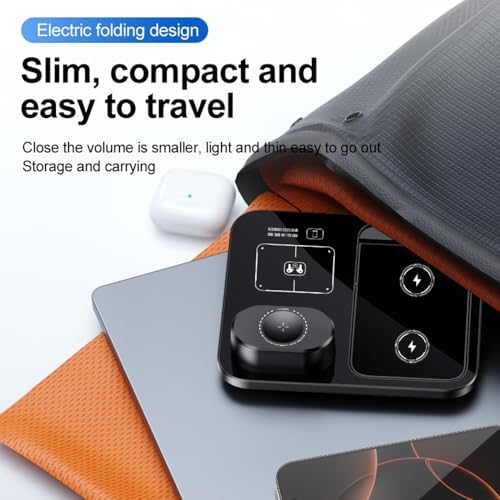 Revolutionary 3-in-1 Wireless Charging Station with Auto-Rising Technology – 15 W Fast Charge for Phones, Smartwatches, and Earbuds – Ultra-Slim Foldable Design for Maximum Portability – Military-Grade Safety Features and Strong Magnetic Hold for Seamless Charging – Perfect Companion for Business Travelers and Tech Enthusiasts