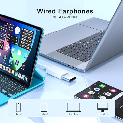 Premium USB C Earbuds for i Phone 16 & 15 – Dual Pack Wired Headphones with Advanced Noise Cancellation and Integrated Microphone for Crystal-Clear Calls – Compatible with i Pad Pro, Galaxy S24/S25, Pixel 9/8/7 – Unmatched Comfort and Long-lasting Durability for Music Lovers and Professionals