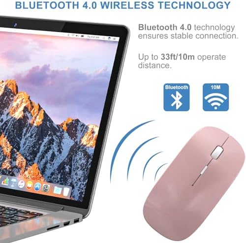 Sleek Bluetooth Wireless Mouse for Mac & PC – Rechargeable, Silent Click Design for Ultimate Productivity & Travel Convenience – Ergonomic Mini Mouse for Mac Book Air, Pro, i Pad, HP and More (Gray)