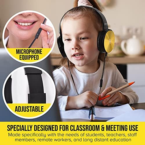 Transform Your Classroom Experience with Colorful Wired Headphones – 5-Pack Earphones with Microphone for K-12 Learning, Noise Isolation, and Comfort for Engaging Virtual Classes and Meetings