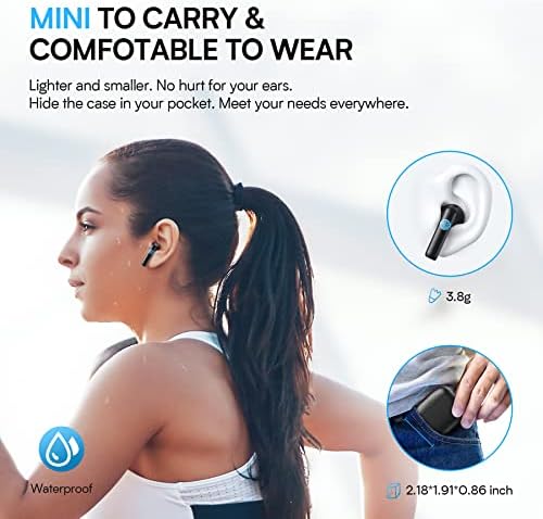 Unleash Your Sound with BEBEN Wireless Earbuds – 40-Hour Playtime & 8-Hour Continuous Playback, IPX6 Waterproof with Superior Stereo Audio, Ergonomic Fit, and Built-in Microphone for Seamless i OS & Android Compatibility – Ideal for Active Lifestyles and Sports Enthusiasts