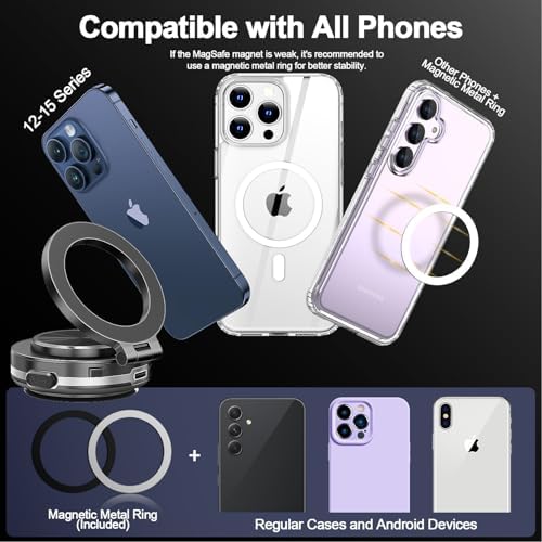 Revolutionize Your Driving with the AICase Magnetic Phone Holder – 360° Rotatable Electric Suction Cup Mount for i Phone & Android, Mag Safe Compatible with Adhesive Pad for Uneven Surfaces – Ultimate Stability & Hands-Free Convenience