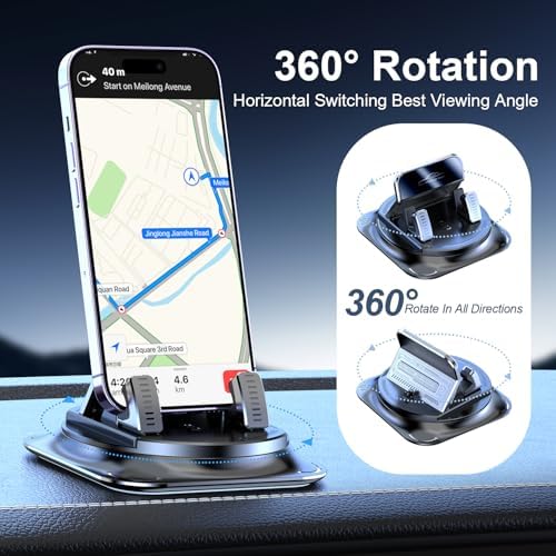 Vacuum Magnetic Phone Holder, 2025 Upgrated Vacuum Magnetic Phone Stand, Suction Cup Phone Mount, 360 Rotary, Folding Swivel Stand, Vacuum Suction Phone Holder for Car Mirror Gym Shower, Black – Enhanced Compatibility and Speed