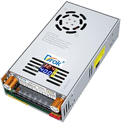 DROK 24 V Adjustable Power Supply – High-Efficiency AC to DC Converter for Reliable Power Delivery, 20 A 480 W Regulated Adapter Perfect for Computer Labs and Versatile Electronic Applications, Adjustable 5 V to 24 V Voltage Transformer for Enhanced Performance and Compatibility