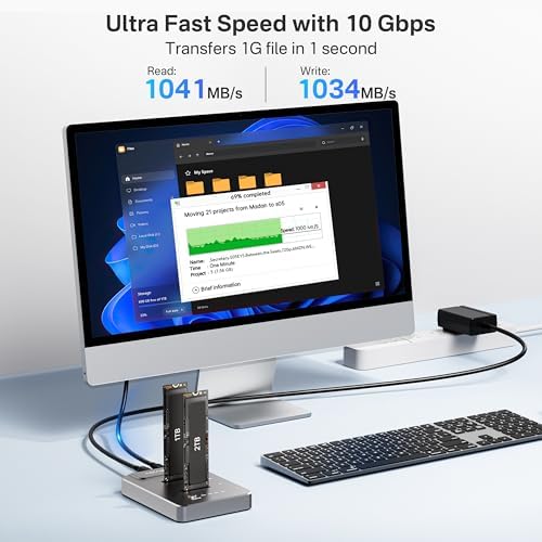 ACASIS NVMe M.2 Duplicator – Dual-Bay Offline Cloning Station for M.2 SSDs | High-Speed USB C Docking Enclosure for M Key Drives | Effortless Data Duplication and Backup Solution for Tech Enthusiasts and Professionals