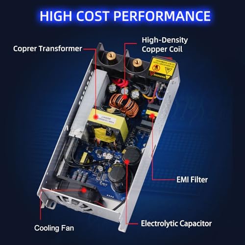 Universal 12 V 800 W AC to DC Power Supply – High-Efficiency 110 V/220 V Input Adapter for LED Strips, 3 D Printers, and More – Reliable 66 A Output Transformer for Versatile Applications and Enhanced Performance