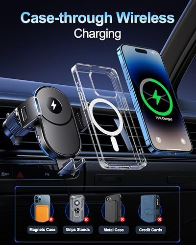 Elevate Your Driving Experience with the 15 W Fast Wireless Car Charger – Innovative Auto-Clamping Phone Holder for Effortless i Phone and Samsung Compatibility – Secure Air Vent Mount for Safe Charging and Enhanced Navigation
