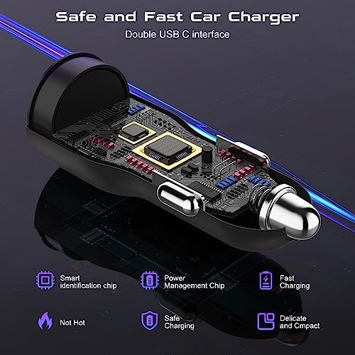 Essri 45 W Dual USB-C Fast Car Charger with 2 Pack 6 ft USB-C to Lightning Cables – Rapid Charging Solution for i Phone 14 Pro, 13 Pro Max, 12 Mini & More – Ultimate Travel Companion for Seamless Power Delivery and Enhanced Compatibility