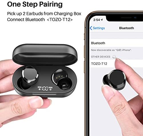 TOZO T12 Advanced Wireless Earbuds – Bluetooth 5.3 Noise Cancelling Headphones with ENC Mic, Unmatched 55-Hour Playtime, App-Customizable EQ, IPX8 Waterproof Protection, LED Display for Optimal Sound Experience – Perfect for Music Lovers and Active Lifestyles