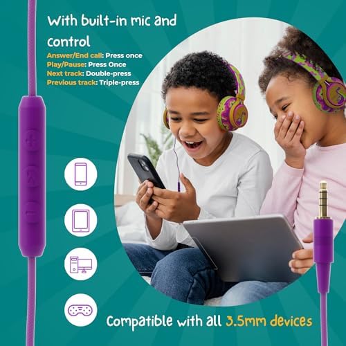 Kidrox Safe Sound Wired Toddler Headphones – Volume-Limited 85 d B Child-Friendly Headset for Ages 1-7 | Lightweight, Durable Design Perfect for Travel on Airplanes and Cars | Comfortable Fit for Tablets, i Pads, and More – Ensuring Safe Listening and Ultimate Entertainment Enjoyment