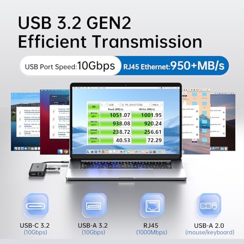 Unlock Ultimate Connectivity with the SSK 10-in-1 USB C Hub: High-Speed 10 Gbps Data Transfer, Stunning 4 K HDMI Output, Ethernet Stability & 100 W Power Delivery – The Ideal Multiport Adapter for Mac Books, Laptops, and On-the-Go Professionals! Experience Unmatched Performance, Effortless Organization, and Sleek Style to Transform Your Workspace Today!