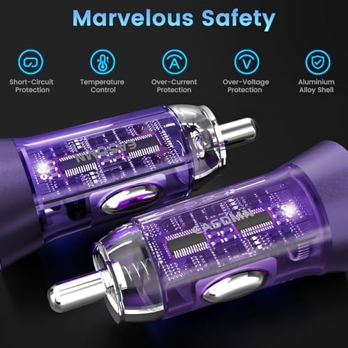 90 W Dual-Port USB C Fast Car Charger 2-Pack – PD 45 W & QC 45 W Quick Charge Adapter for Samsung Galaxy S25 Ultra, i Phone 15, and More – Ultimate Compatibility & Safety Features for Efficient On-the-Go Power