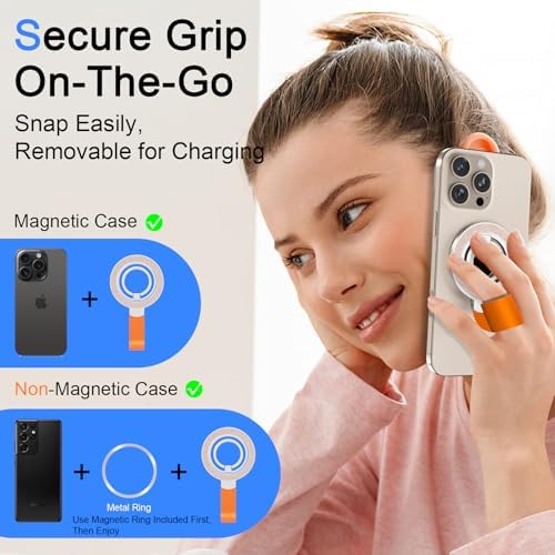 Mag Safe Universal Phone Grip & Kickstand for i Phone 12-16 Pro Max – Versatile Double-Sided Magnetic Holder for Secure Handling & Hands-Free Viewing in Gym, Kitchen & Beyond – Sleek Black Silicone Design for Stylish Convenience and Optimal Performance