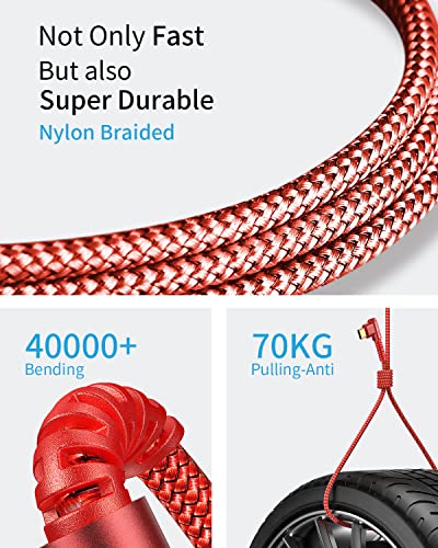 MRGLAS 3.2 A USB-C Charger Cable Pack – Versatile 4-Pack with Right Angle Design (10 FT, 6.6 FT, 3.3 FT, 1.6 FT) for Fast Charging i Phone 16/15, Samsung S10/S9, LG Smartphones – Durable Braided USB A to Type C Cords for Enhanced Performance and Compatibility