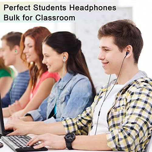 Xinnun 50-Pack Vibrant Multicolor Wired Earbud Headphones with Built-in Mic – Optimal Audio Solution for Students and Professionals, Perfect for Classrooms, Travel, and Leisure – Universal 3.5 mm Compatibility, Lightweight and Durable Design for Everyday Listening