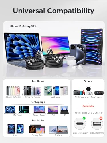 Ultimate 4-Pack USB C to USB C Cables – 60 W Fast Charging Solutions with Durable Nylon Braiding, Flexible Lengths (1 ft, 3 ft, 6 ft, 10 ft) for i Phone 16, Mac Book Pro, i Pad Pro, Samsung Galaxy S24/S23 Ultra & Nintendo Switch – Perfect Connectivity for Home, Office & Travel