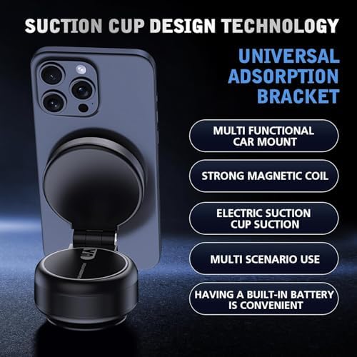 Revolutionary Electric Vacuum Magnetic Car Phone Mount – Hands-Free Adjustable Holder with Strong Suction Cup for Optimal Device Stability, Perfect for Smooth Surfaces (Sleek Silver Finish) – Experience Unmatched Convenience and Enhanced Compatibility
