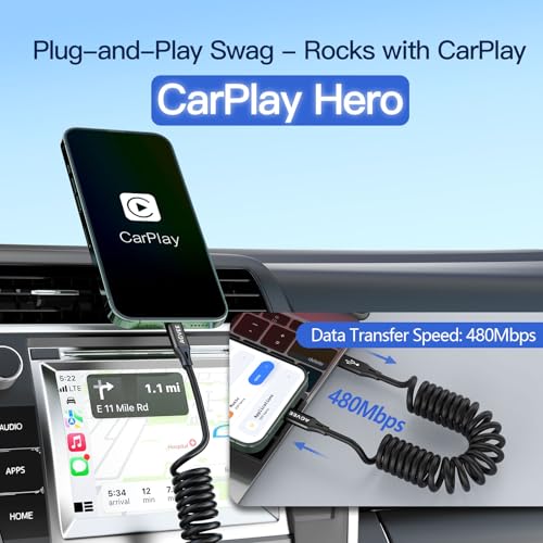 AGVEE 2 Pack 3 ft Coiled USB-C to Lightning Charging Cable – MFi Certified 30 W PD Fast Charging Cord for i Phone, i Pad, and i Pod with Tangle-Free Design in Sleek Dark Gray – Perfect for Car Use and Enhanced Device Performance