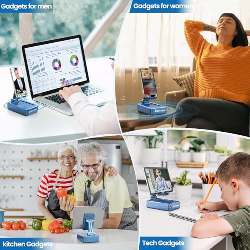 Transform Your Multimedia Experience with the JTEMAN Adjustable Tablet Stand Featuring Bluetooth Speakers – Versatile Kitchen Gadget and Perfect Gift for Him or Her – Wireless Charging Station for Phones and Tablets, Enhanced Compatibility for All Devices