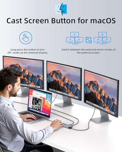 Revolutionize Your Workspace with the Ultimate 13-in-1 USB C Docking Station – Dual Monitor Multiport Adapter for Seamless Triple Display, Featuring 2 HDMI, Display Port, 8 USB Ports, Gigabit Ethernet, and Audio Output – Perfect for Mac Book, Dell, HP, Lenovo Think Pad, and Surface – Unmatched Performance and Connectivity for Enhanced Productivity